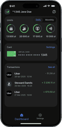 A smartphone with card settings UI