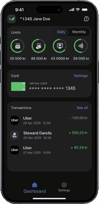 A smartphone with card settings UI