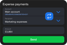 Wallester Business UI with money transfer between accounts settings