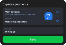 Wallester Business UI with money transfer between accounts settings