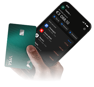 Smartphone with the Wallester app and a Visa card in hand