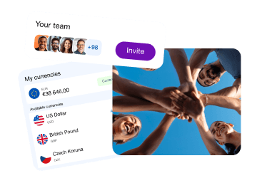 UI with current balance in euros and list of available currencies