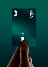Visa card in green color