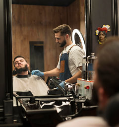 Barber at work